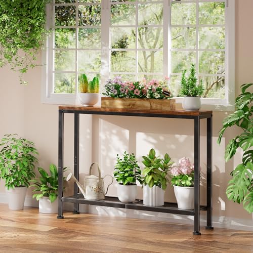 32-Inch Narrow Console Table with Storage Shelf, Rustic Sofa Entryway Table