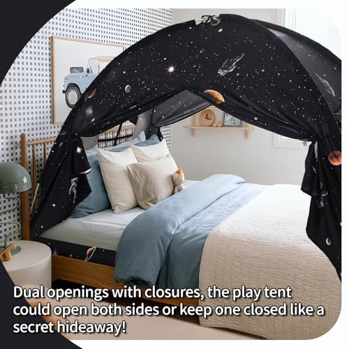 Kids Twin Size Bed Canopy Tent - Space Galaxy Privacy Playhouse