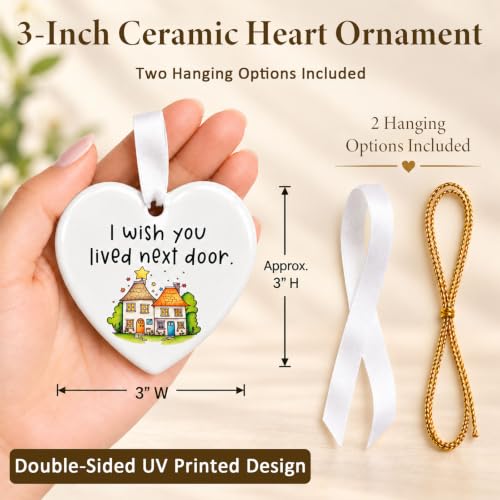 Long Distance Heart-Shaped Ceramic Christmas Ornament – 3 Inch Gift for Faraway Friends
