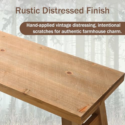 30-Inch Solid Wood Farmhouse Entryway Bench, Rustic Hallway Seat