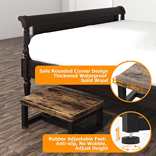 Heavy-Duty Wooden Step Stool - Non-Slip Bed Steps for High Beds (500 lbs)
