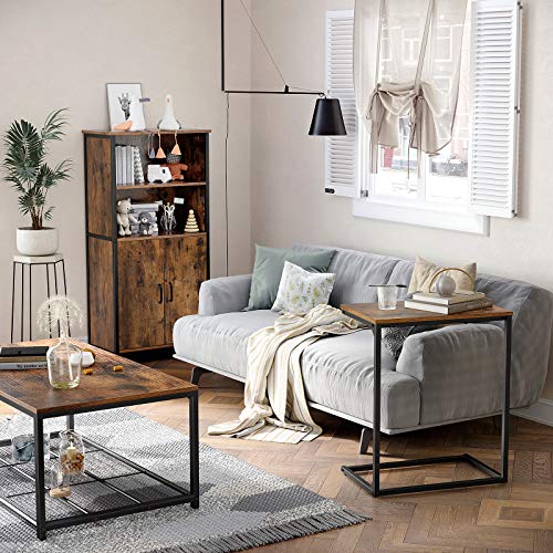 VASAGLE C Shape End Table, Small Coffee Table for Couch Or Sofa, Industrial Side Table in Living Room, Bedroom, 13.8 x 21.7 x 26 Inches, Rustic Brown and Black ULNT52BX