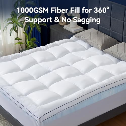 King Size 4-Inch Dual Layer Memory Foam Mattress Topper with Cooling Gel & Pillow Top