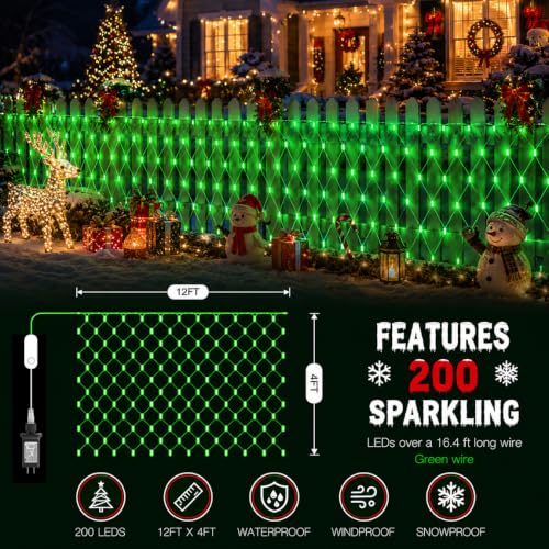 4ft x 12ft Outdoor Smart Christmas Net Lights for Bushes – Lopanbs, Group Control, Bluetooth