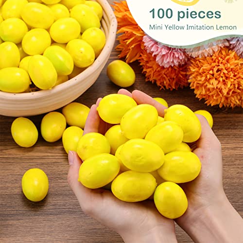 100 Pcs Artificial Faux Lemons - Realistic Yellow Fruit Decor