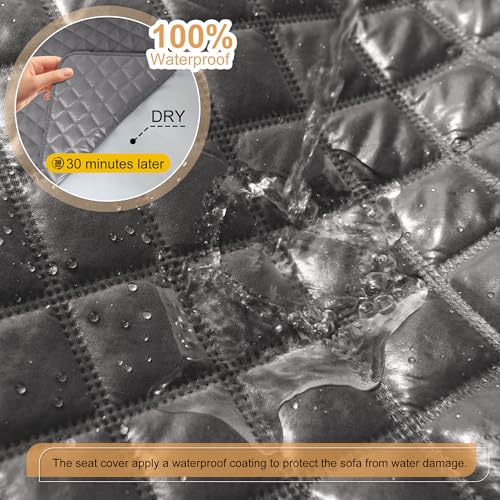 Waterproof Quilted Reclining Sectional Couch Cover - XL 5 Seat