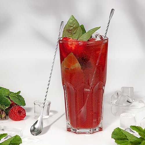 12-Inch Stainless Steel Cocktail Mixing Spoons - 2 Piece Long Stirring Set