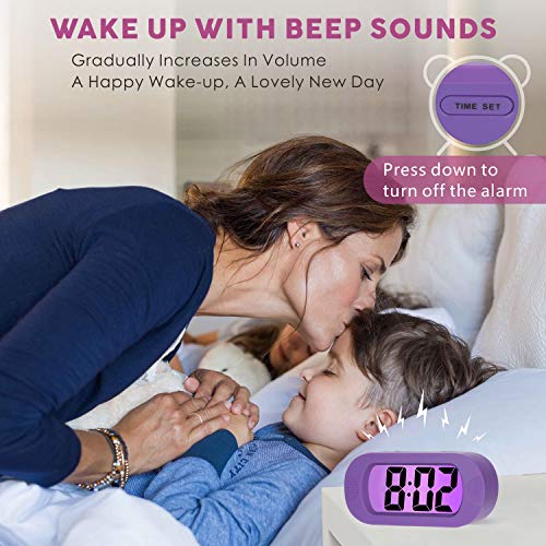 Kids Digital Alarm Clock with Snooze, Night Light, and Silicone Cover