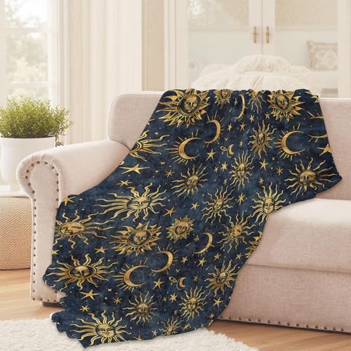 SIUKUS Sun Moon Star Galaxy Throw Blanket 60x80 Cozy Flannel for Kids & Adults