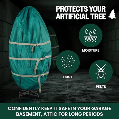 Christmas Tree Storage Bag for 6-9 Ft Artificial Trees, Canvas Cover with Zipper & Straps