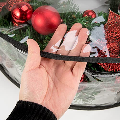 Clear 24-Inch Christmas Wreath Storage Bag Heavy Duty Container