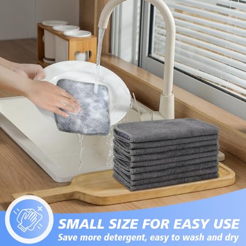 Dual-Sided Microfiber Dish Cloths with Scrubber, 7x7 Inch, 9 Pack