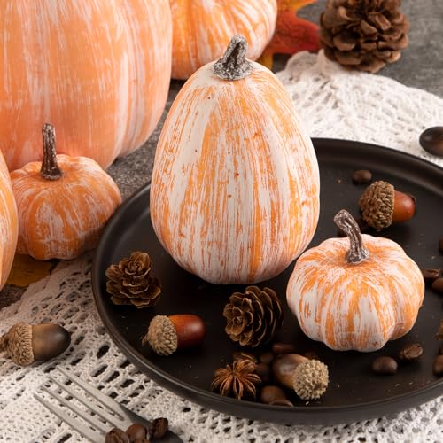 16-Piece Artificial Terracotta Pumpkin Set for Fall Harvest Decor
