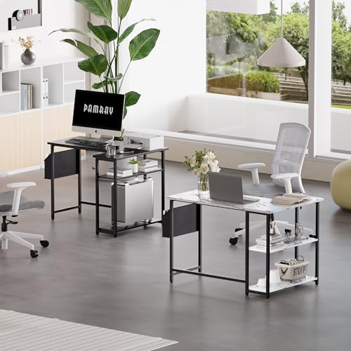 40-Inch L-Shaped Computer Desk with Reversible Shelves for Small Spaces