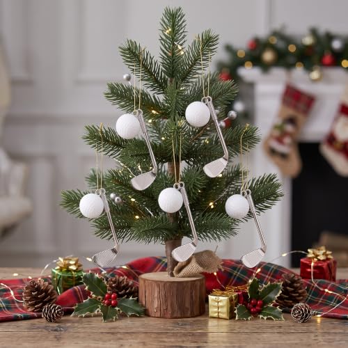 12 Sets Golf Ball and Club Christmas Tree Ornament, Xmas Decor