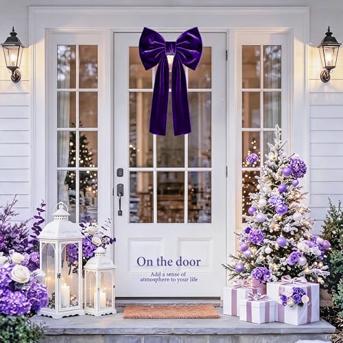 Dark Purple Velvet Christmas Bow Tree Topper Large Holiday Decor