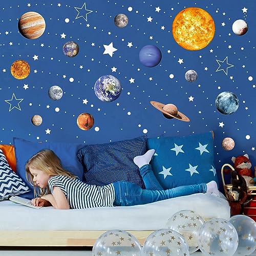 Glow in the Dark Solar System Wall Decals - 780 Piece Star & Planet Set