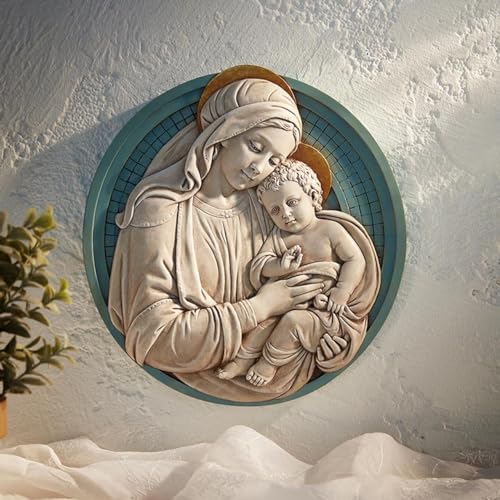 Madonna and Child Garden Plaque - 11" Indoor/Outdoor Catholic Wall Decor