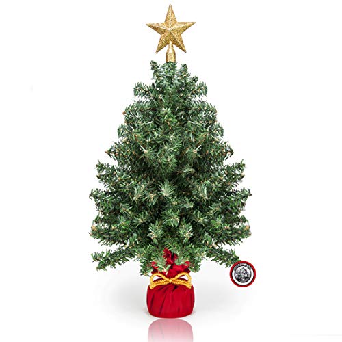 18-Inch Mini Christmas Tree with Star Treetop – Small Artificial Tree for Tabletop & Desk Decor