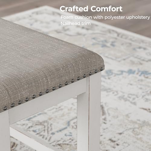 49-Inch Farmhouse Counter Height Dining Bench with Upholstered Seat