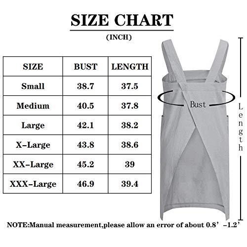 Cross Back Cotton Linen Pinafore Apron for Cooking and Gardening