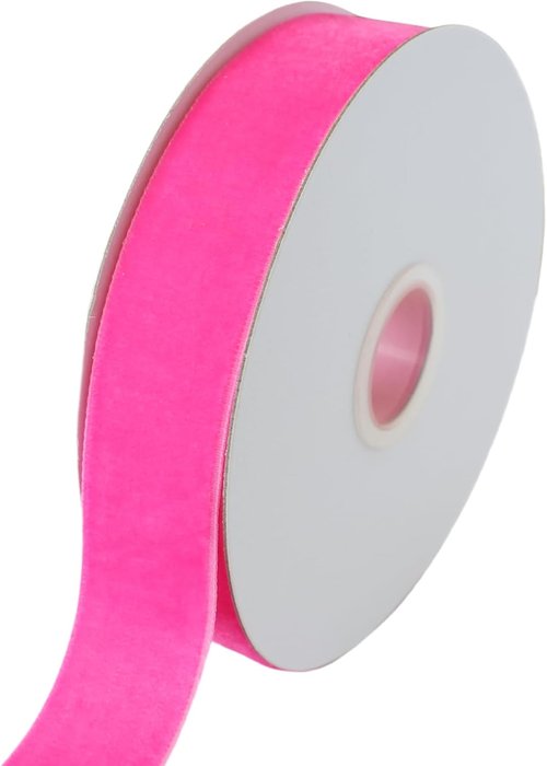 Abbaoww Hot Pink Velvet Ribbon - 10 Yards, 1 Inch Wide for Gift Wrapping & DIY Projects