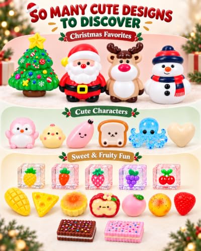 Christmas Countdown Advent Calendar 2026 with 24 Squishy Toys - Holiday Kids Gift
