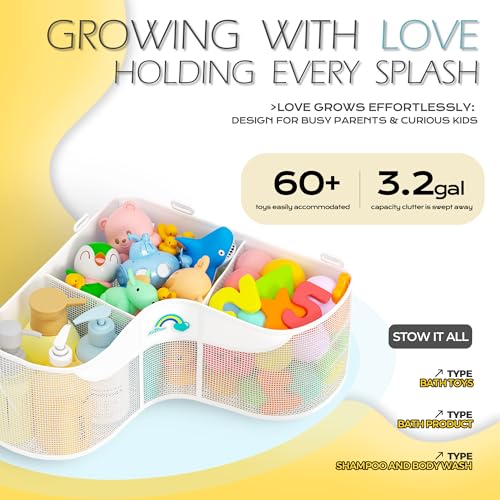 Austion 3-Compartment Corner Bath Toy Organizer - Quick Dry Mesh Storage