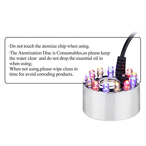 Ultrasonic Mist Maker Fogger with 12 LED Lights for Ponds and Fountains