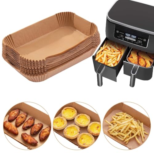 Rectangular Air Fryer Disposable Paper Liners - 100 Pack Non-Stick 9x6 Inch