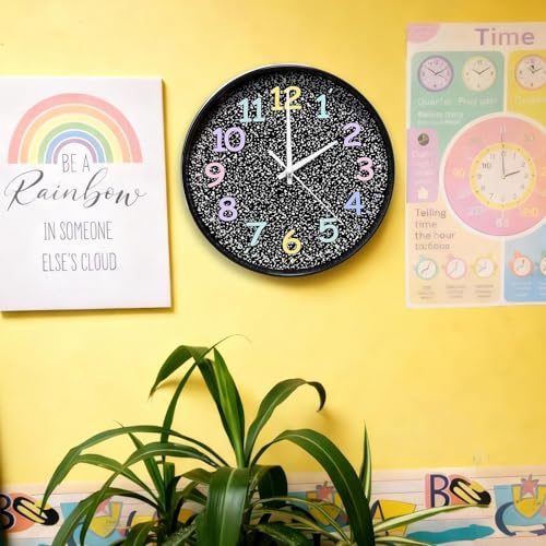 Huquary 10-Inch Silent Wall Clock for Classroom & Home Decor, Educational Notebook Design