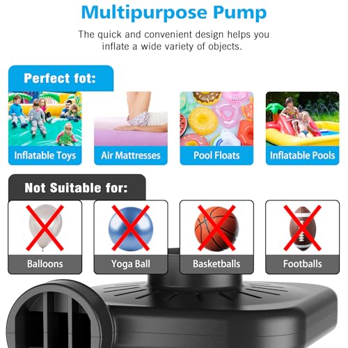 Portable Electric Air Pump for Inflatables - 110V AC/12V DC Inflator & Deflator