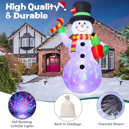 FunFanso 7FT Christmas Inflatable Snowman with Lights & Gift Holders - Outdoor Yard Decor