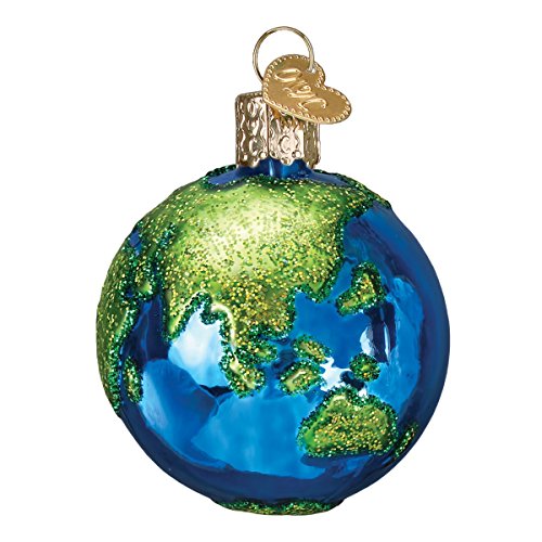 Planet Earth Glass Blown Christmas Ornament - Handcrafted Globe Holiday Decor