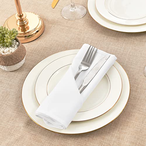 Washable 18x18 Inch Cloth Napkins - Set of 6 White Dinner Napkins