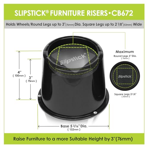 Heavy Duty 3 Inch Bed Risers & Furniture Lifts - Steel Reinforced, 4 Pack
