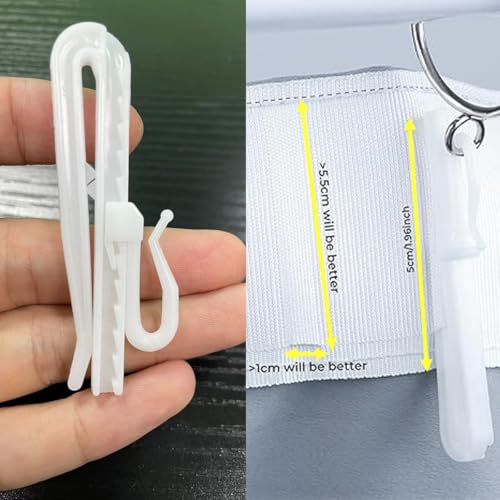 50-Pack Adjustable Plastic Curtain Hooks for Pinch Pleat Drapes