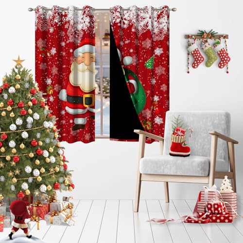 AWERT Santa Christmas Curtains 2 Panels 42x63in Blackout Grommets – Living Room Decor