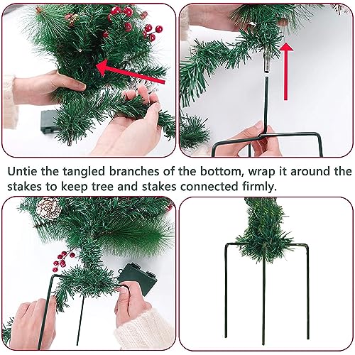 Glintoper Color A Lighted Artificial Christmas Urn Filler with Pre-lit Pine Trees & Berries