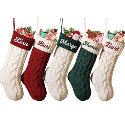 Personalized Christmas Stocking - 18 Inch Large Cable Knit Fireplace Decor