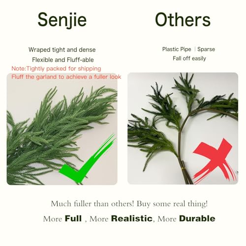 6FT 2PCS Norfolk Pine Garland Real Touch Christmas Decor - Senjie