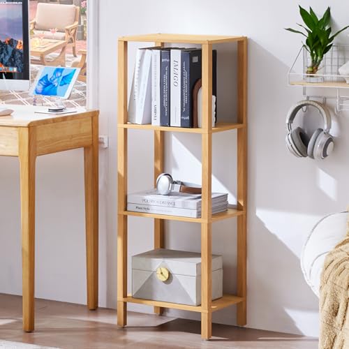 4-Tier Narrow Bookshelf, 41-Inch Tall Wooden Bookcase for Small Spaces