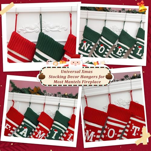 Adjustable Christmas Stocking Holders for Mantle - Non-Slip Metal Hooks (6 Pack)