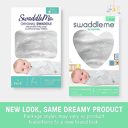 SwaddleMe by Ingenuity Original Swaddle - Size Small/Medium, 0-3 Months, 3-Pack (Starry Night)