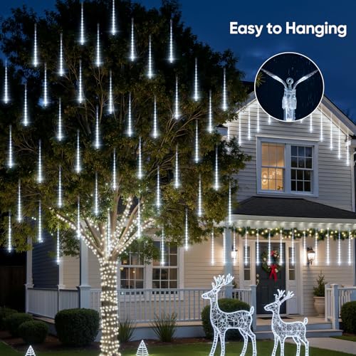 Brightown Outdoor Christmas Icicle Lights White 360 LED, 16 Inch, 10 Tubes