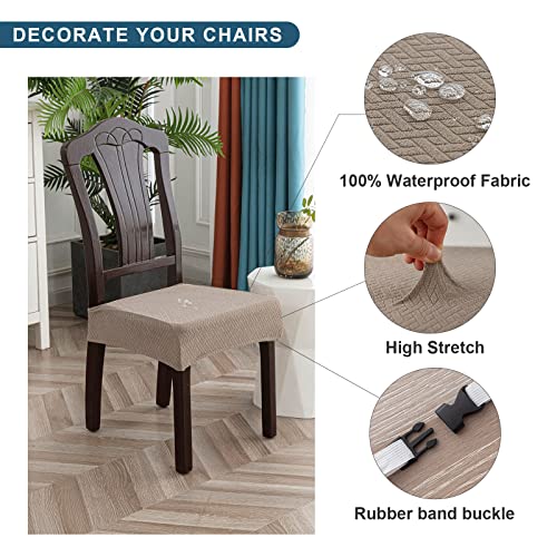 Waterproof Dining Chair Seat Covers - Set of 4, Taupe