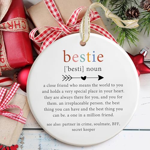 Bestie Friendship Christmas Ornament - Personalized Best Friend Gift for Women - Holiday Keepsake
