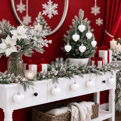One More Once White Heart Ornaments Set of 12 - Valentine & Christmas Decorations
