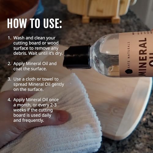 Food Grade Mineral Oil for Wood Cutting Board & Butcher Block, 8 oz