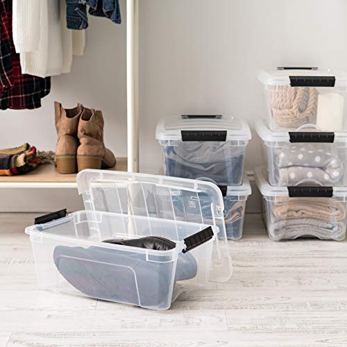 IRIS USA 13 Quart Clear Plastic Storage Bins with Lids 4-Pack